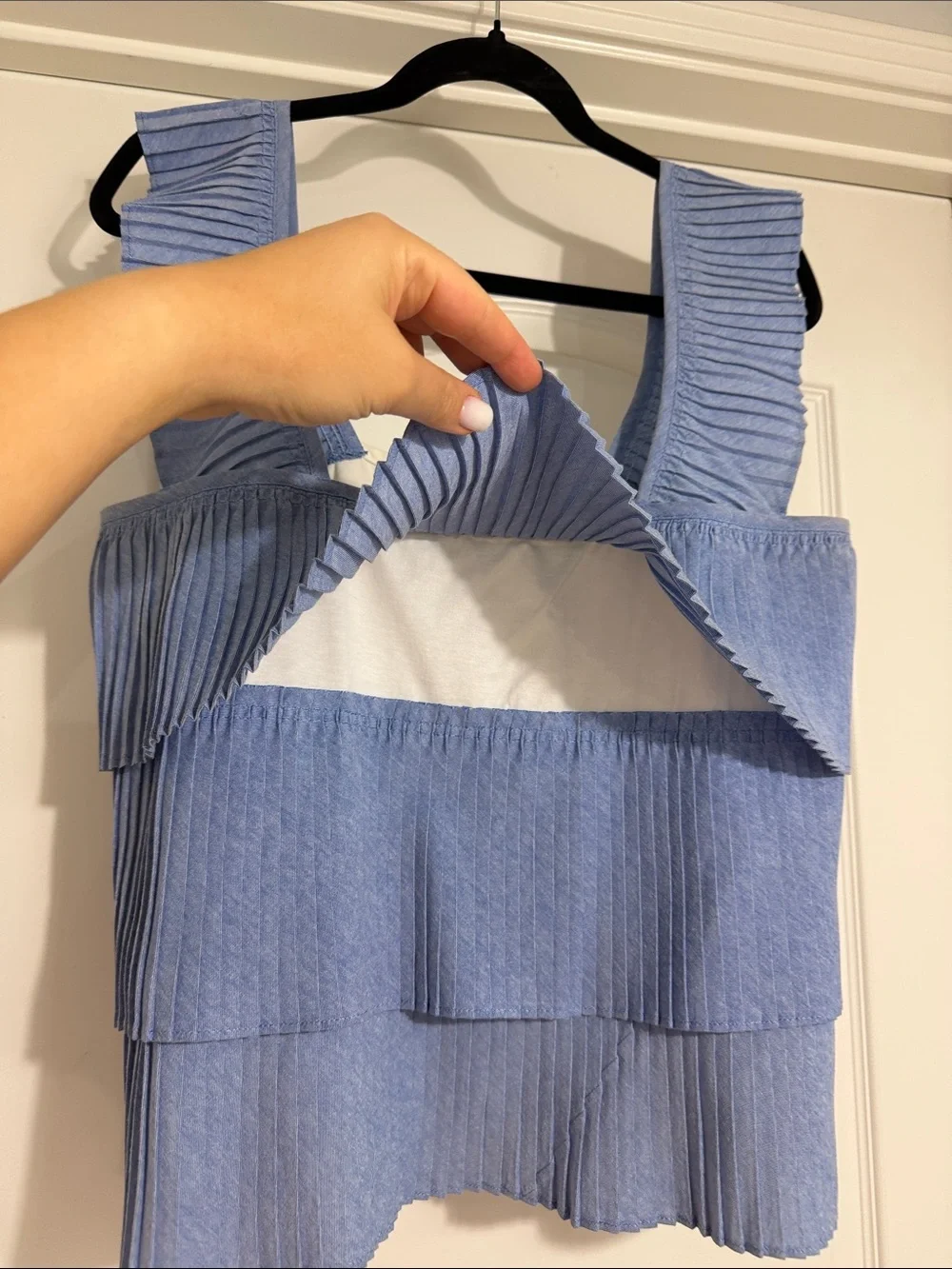 J. Crew pleated Layered Light Blue Women's Tank Top ruffle blouse size M used